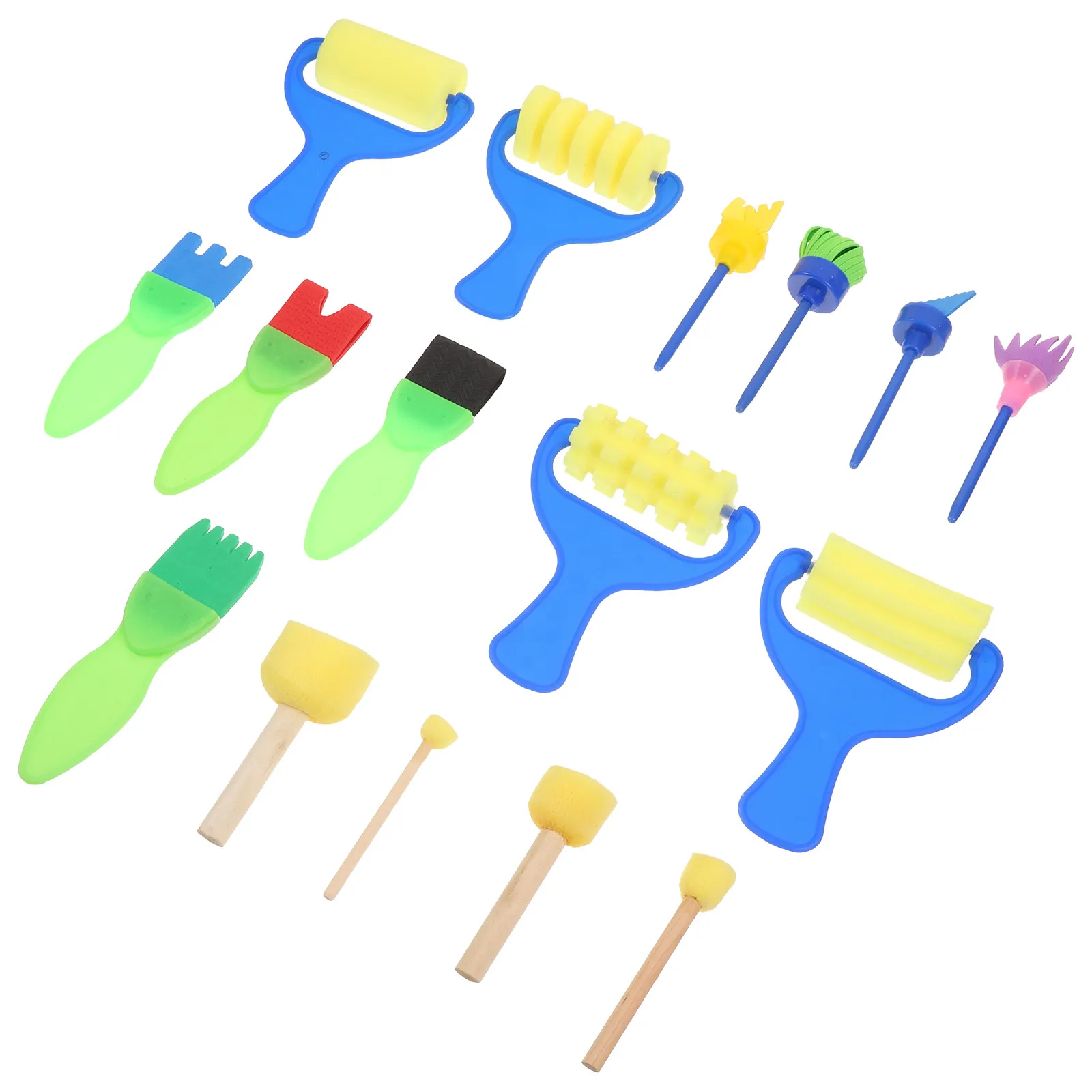 16Pcs Childrens Painting Sponge Brush Kit Art Supplies Drawing Graffiti Tools Creative DIY Craft Stimulate Imagination Small