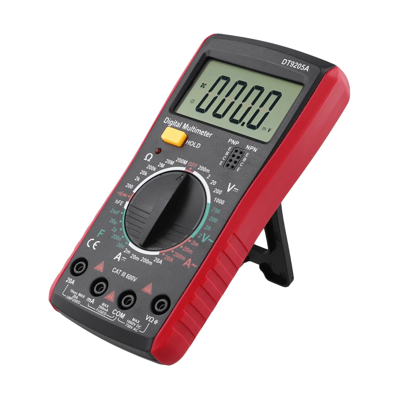 Digital Multimeter DT9205A for Usage Equipped with Protective Silicone Sheath and Automatic Shutdown Capability