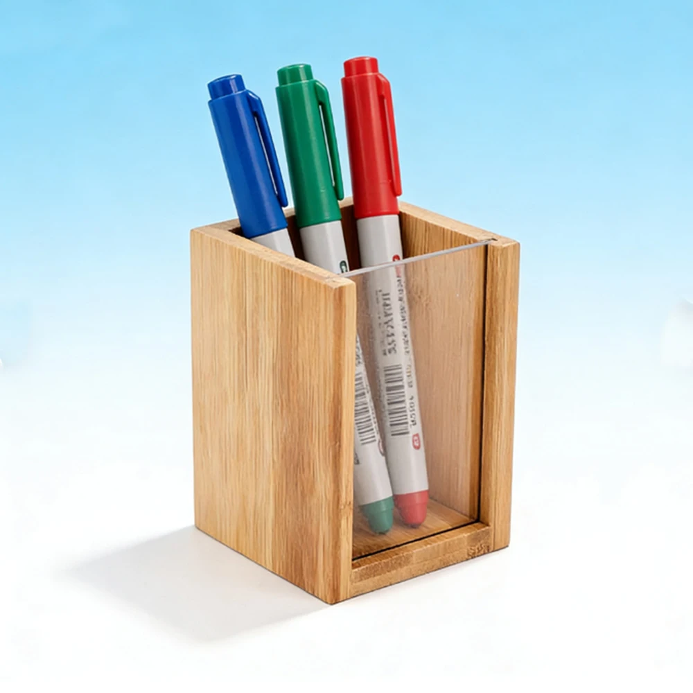 

Square wooden color transparent acrylic bamboo wood simple toothpick dental floss pen holder cotton swab jewelry storage