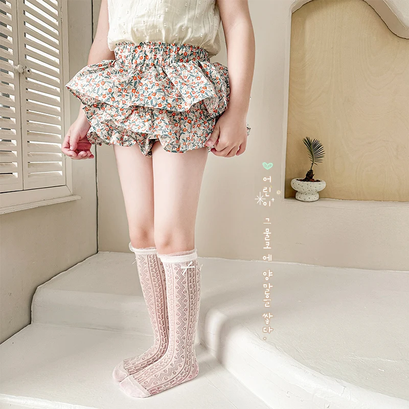 Children Cute Pink Slouch Socks with Cute Rabbit Bow Embellishment Soft Comfortable Stretchy Cotton Fashion Socks All Occasions