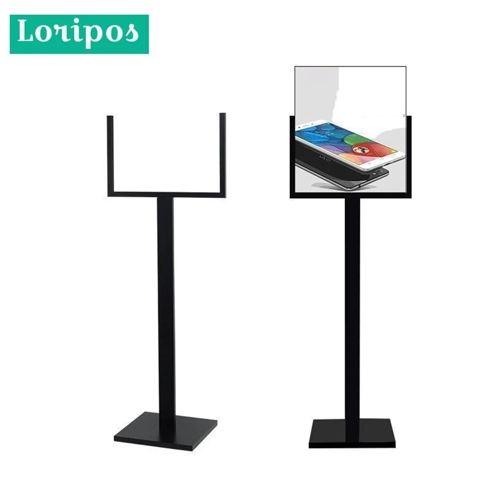 Black Metal Poster Stand For Display Advertising Banner Support Stand Holder Pop Picture Price Tag Display Rack Floor Menu Stand