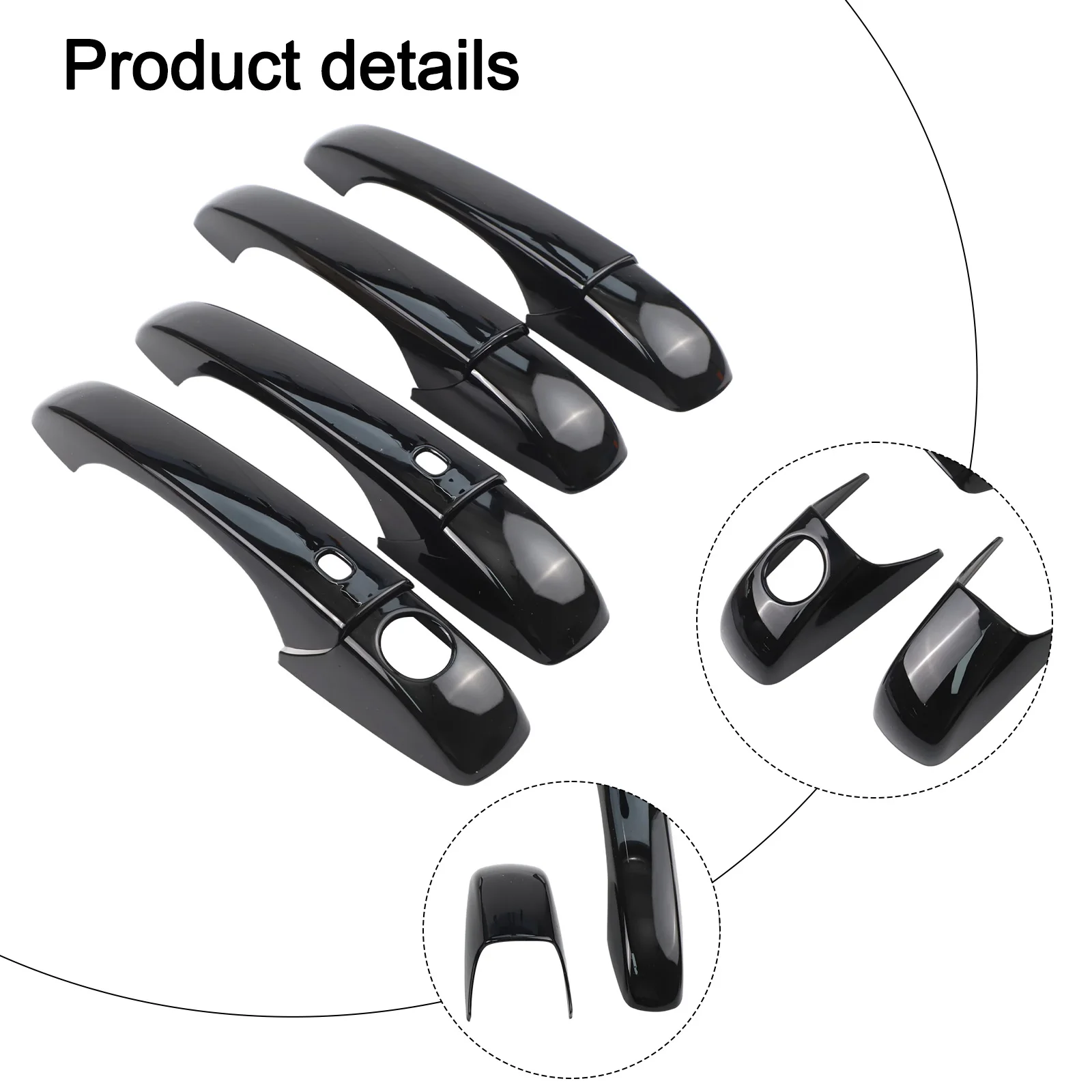 Bright Black Bright Black Door Handle Covers Long-lasting Door Handle Protection For Chrysler 200 For Chrysler 300