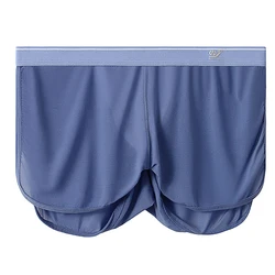 Calção de seta confortável masculino, cueca de seda gelo cueca boxer bolsa em U ultra fina calcinha sólida de cintura baixa, fundo do sono, verão