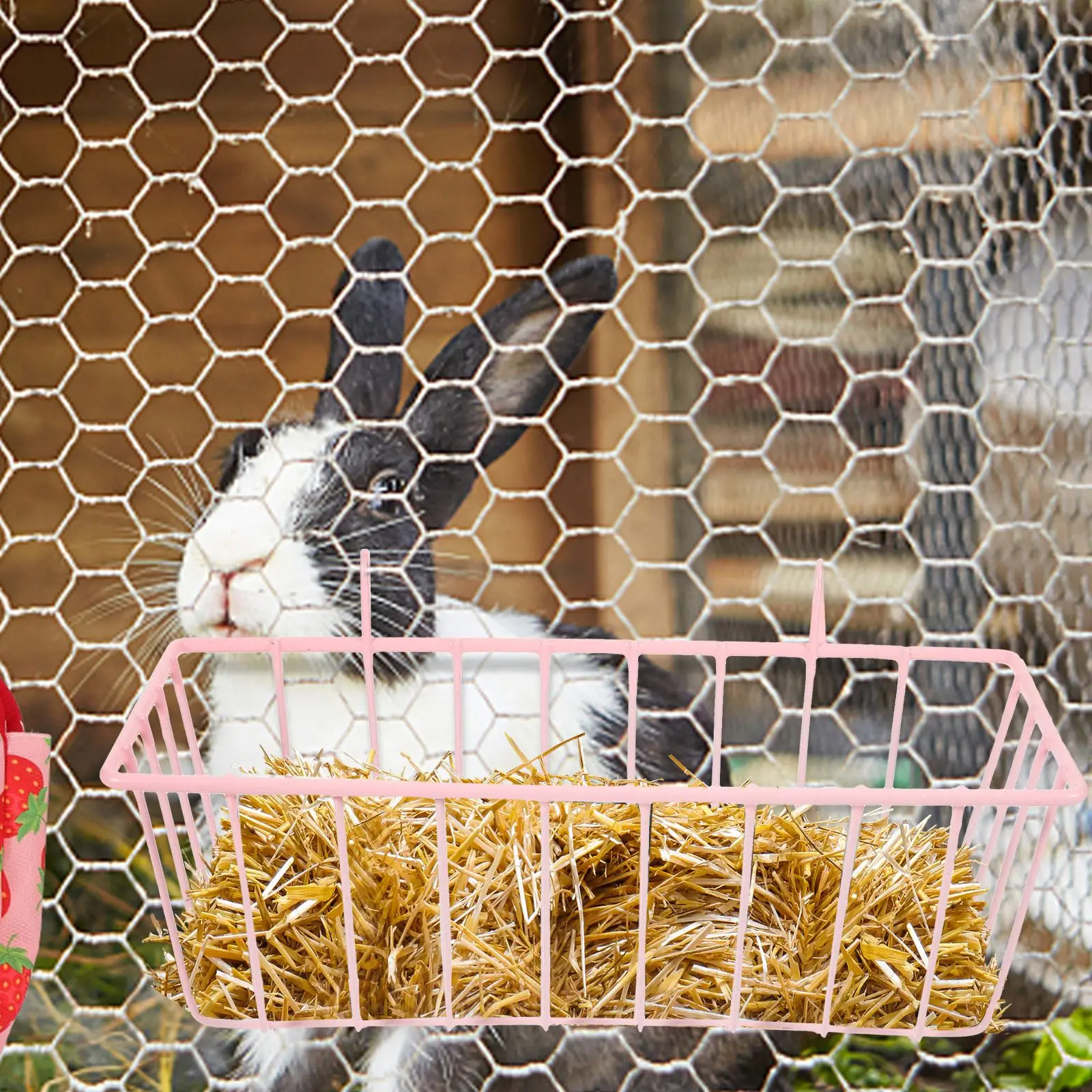 Bunny Rabbit Feeder Rack Metal Rabbit Hanging Rabbit Feeder Feeder Rabbit Cage Hanging Food Storage Stand Holder Bunny Feeding