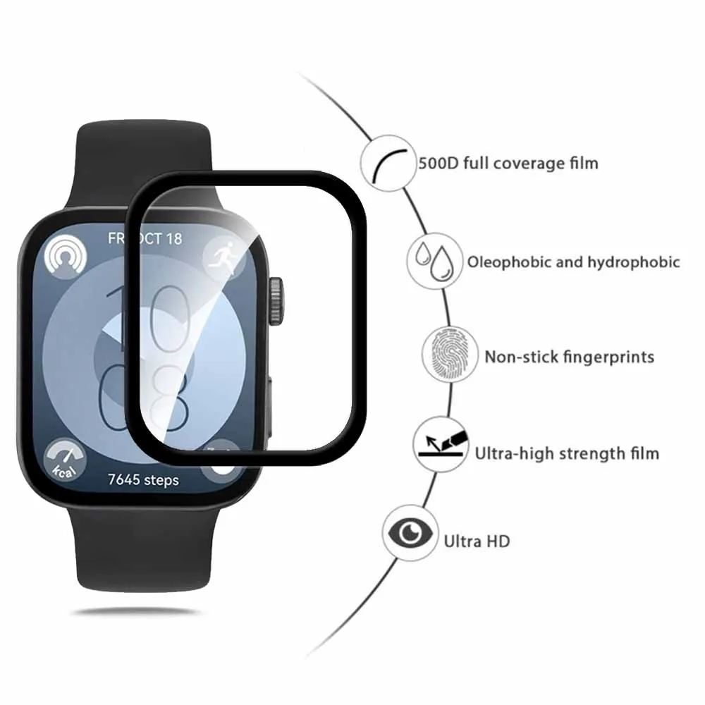 Protector de pantalla de vidrio templado suave curvo completo para Huawei Watch Fit 3 Fit3, accesorios de película para reloj inteligente Huawey WatchFit3, 1-3 piezas