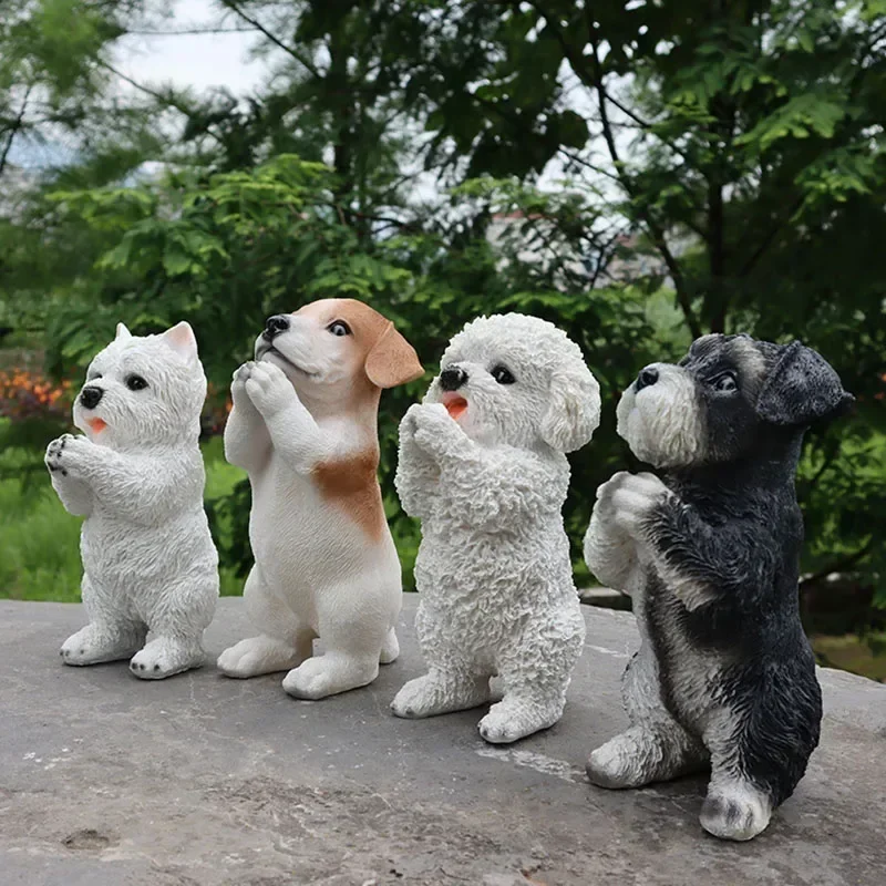 Simulation dog decoration Schnauzer Bichon Teddy resin statue crafts room Decor home Decoration animal sculpture Ornaments gifts