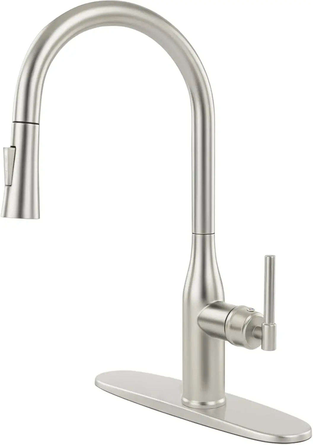 

Высокий кухонный смеситель с выдвижной лейкой и 2-функциональным распылителем, матовая нержавеющая сталь, поворот на 360° ° Поворотный механизм для раковины