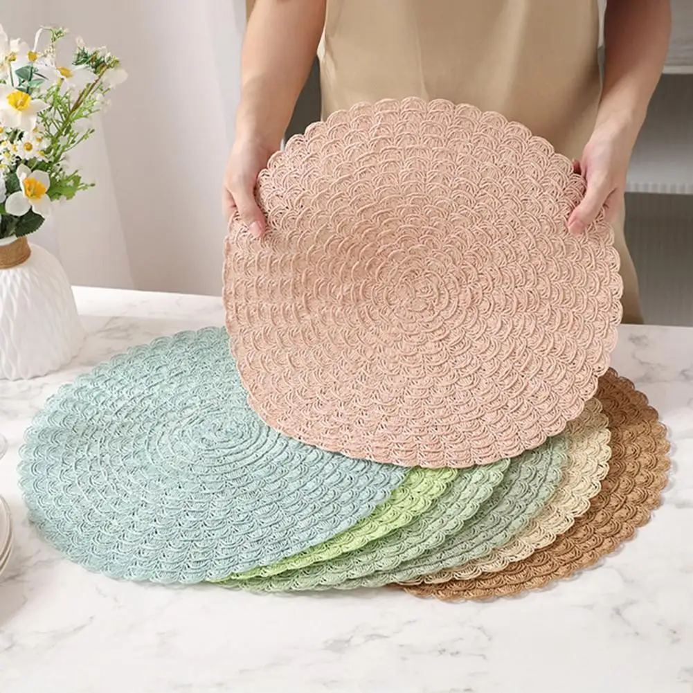 Round Insulated Placemat for Dining Table,Waterproof Oil Proof Non Slip Coaster for Home Party Afternoon Tea
