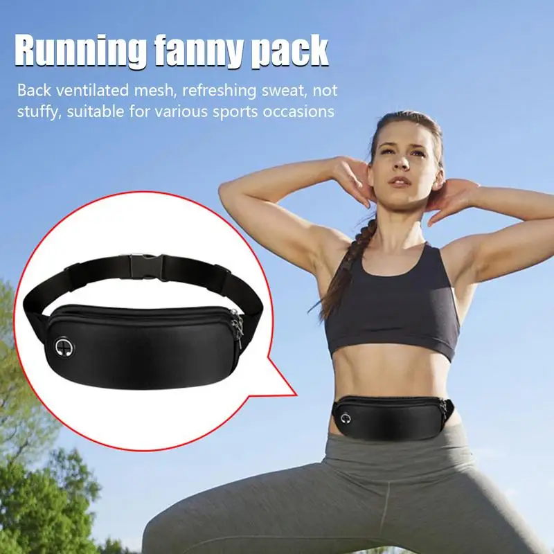 Sports Fanny Pack Women Belt Bag Men Running Waist Bag Phone Black Gym Bags Running Accessories for Workout Jogging