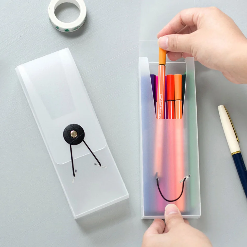 

3pcs Multi-Functional Translucent Box Durable Lightweight Plastic Stationery Supplies For Students Office Back To School