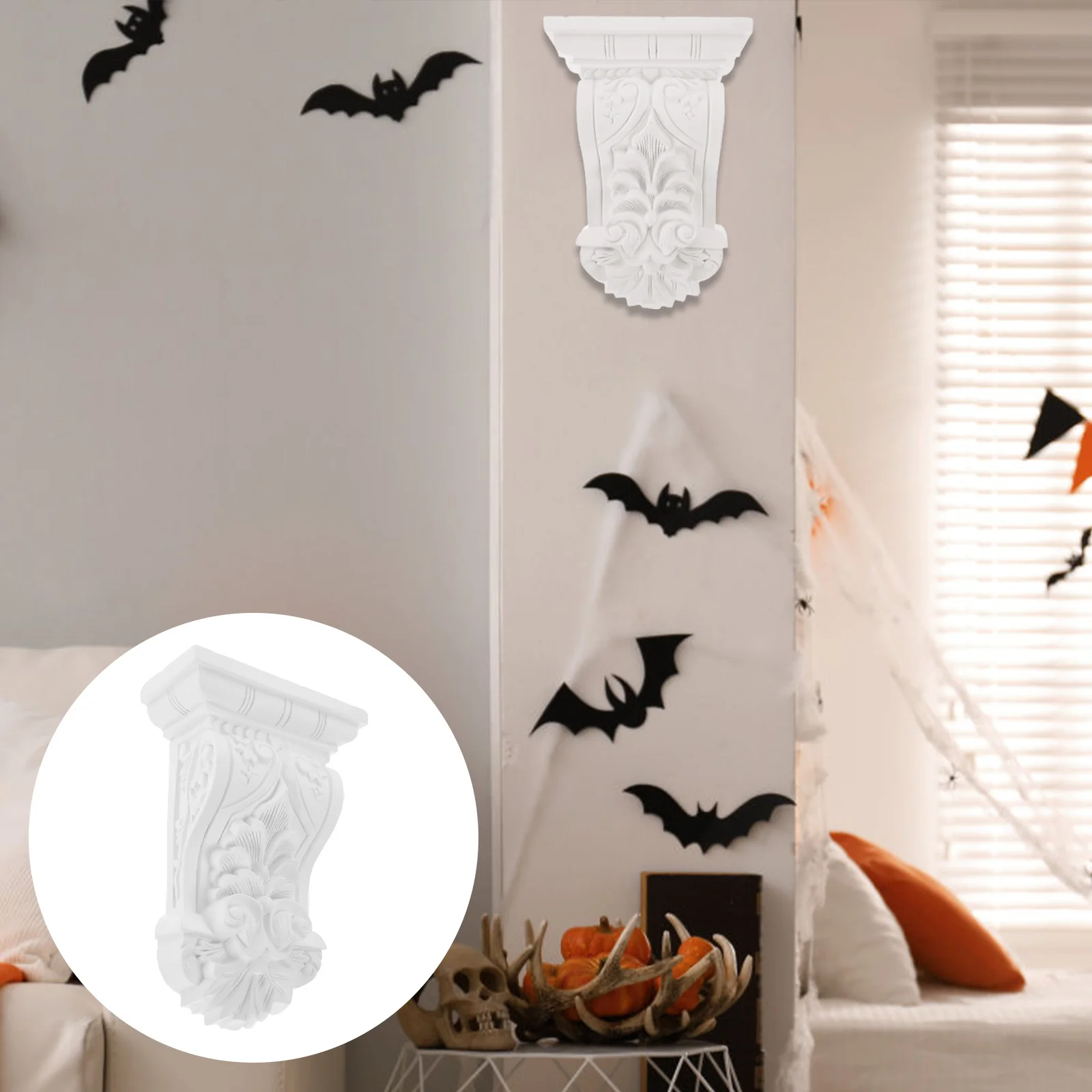 

White Pu European Style Corbels Home Decor Wall Bracket Carving Corner Decor Roman Capital Shelves Countertops Ceiling Support