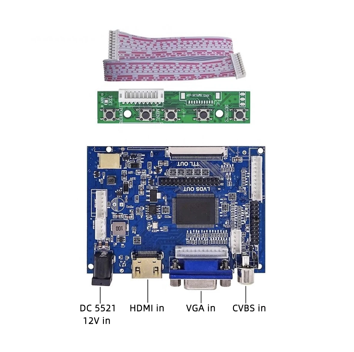 7-inch IPS full view LCD screen 1024 * 600 HDMI VGA AV display