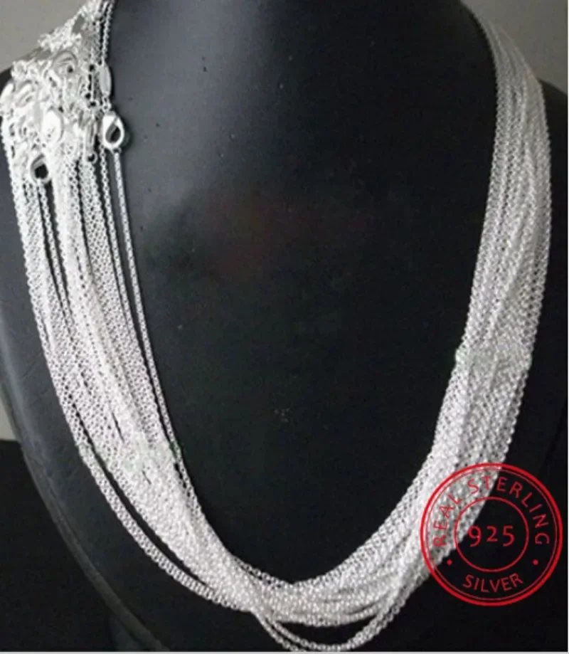 10 sztuk/partia promocja! Hurtownia naszyjnik ze srebra próby 925, srebrna biżuteria Rolo Chain 1mm naszyjnik 16 18 20 22 24"