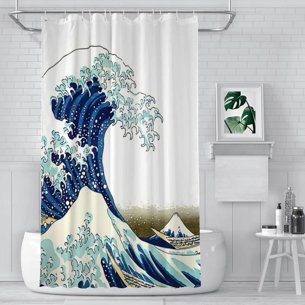 HOKUSAI The Great Wave off Kanagawa BRIGHTENED Bathroom Shower Curtains  Waterproof Partition Curtain Home Decor Accessories