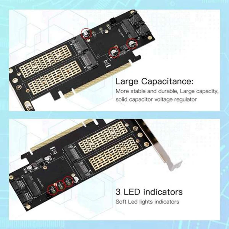 

NGFF and MSATA SSD Adapter Card,M.2 NVME to PCIE/ M.2 SSD to III/ MSATA to Converter Express Card-ABVP