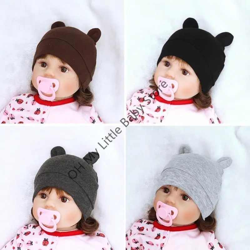 M76C 0-3 أشهر طفل لطيف الدب آذان قبعة لينة القطن قبعة قبعة أغطية الرأس قبعة الرضع
