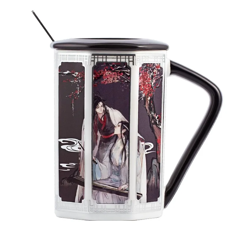 Anime Grandmaster of Demonic Cultivation MDZS Lan Wangji Wei Wuxian Cosplay Official Ceramic Water Cup Lid Spoon Mug Gifts