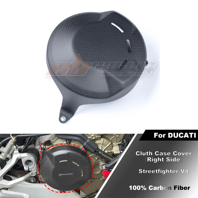 Right Side Clutch Case Cover Fairing Cowl For Ducati Streetfighter V4 Full Carbon Fiber 100%