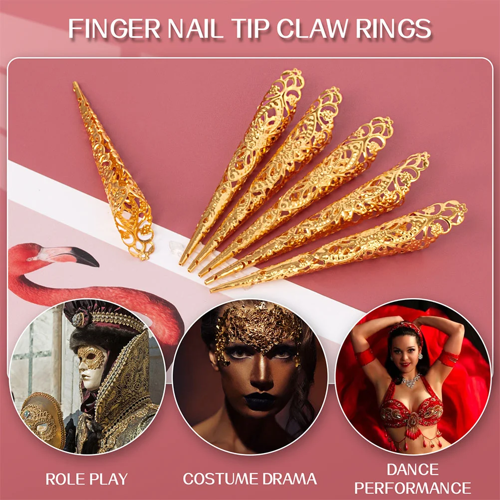 10 Pcs Men Apparel Fingernail Set Halloween Covers Props Accessories Prank Long Golden Nails Decors Fake Man