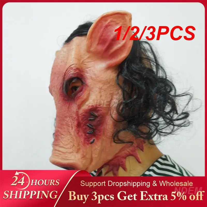 

1/2/3PCS Pig Head Scary Masks Comfortable Environment Meat Color Cosplay Prop Horror Headgear Creating An Atmosphere Latex