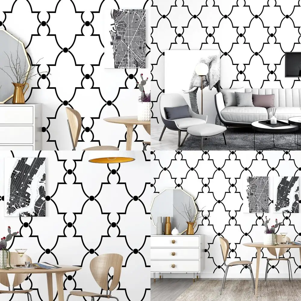 

Обои в скандинавском стиле Ins ТВ-фон черно-белые клетчатые геометрические обои для спальни, гостиной, современные простые китайские обои