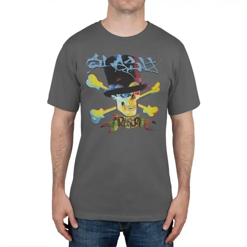 Slash Blue Letters Top Hat Crossbones T Shirt