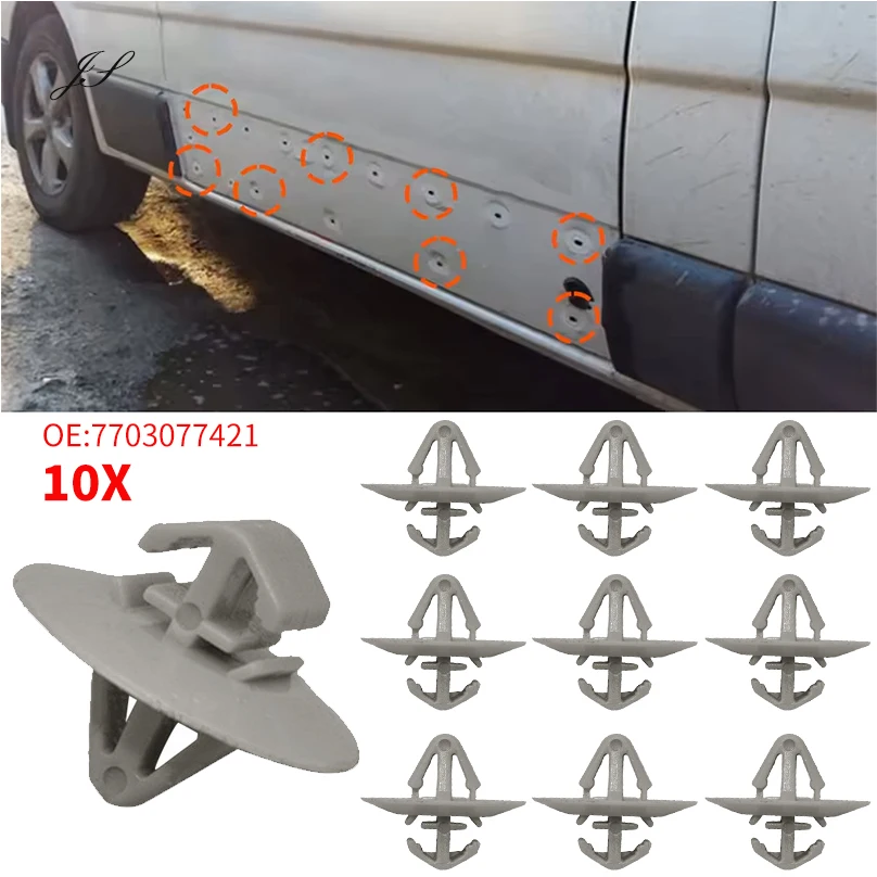 10Pcs Car Door Moulding Trim Clips Fasteners Clip 7703077421 For Opel For Renault Duster Megane 2 Trafic Kangoo Sport Vauxhall
