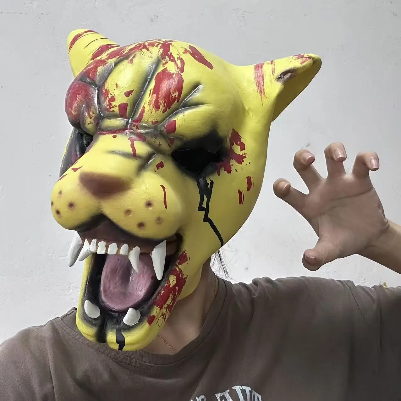 Hotline Miami Tony Tiger Maske Cosplay Lustige Tierkopfbedeckung Horror-Tigermaske für Halloween-Party-Requisite Blutige Tigermaske – Detail 8