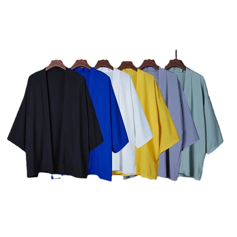 

Женское кимоно в японском стиле, однотонное свободное тонкое кимоно в стиле хаори, верхняя одежда для мужчин и женщин, G265, весна-лето 2021