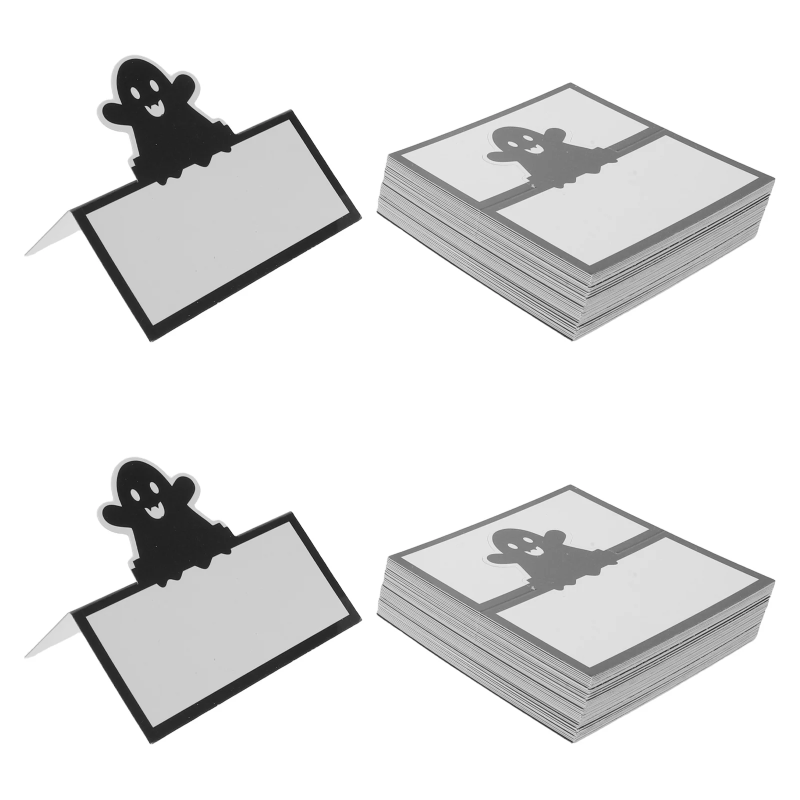 

48pcs Halloween Place Cards, Pumpkin Spider Ghost Design, Gothic Table Name Tags, Folding Tent Card Holders For Party Seating,