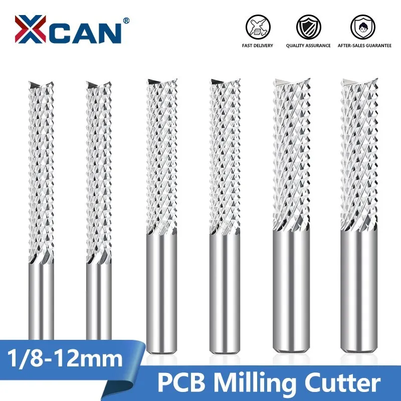 XCAN Mısır End Mill PCB Freze Kesici Karbür End Mill CNC Kesme Freze Araçları Yönlendirici Bit Shank 1/8 4 6 8 10 12mm