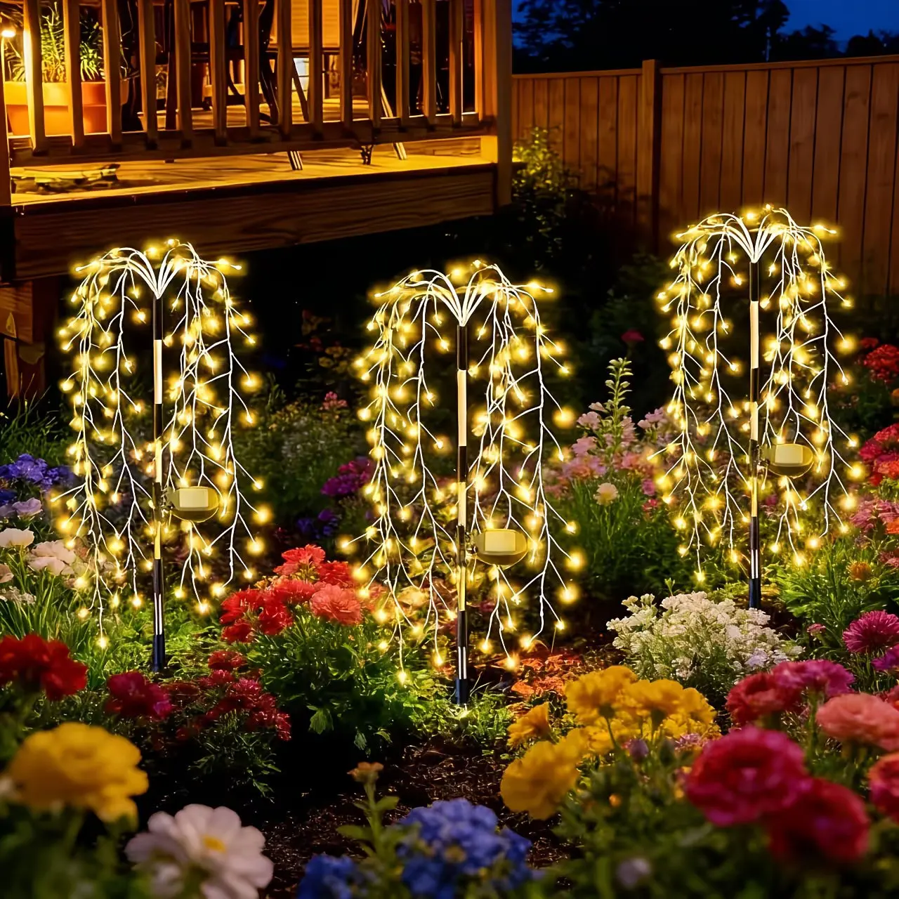 200LED Fairy Lights Solar Garden Pathway Decor Willow Tree Lights for Outdoor Courtyard Street Atmosphere Decor Firework Lights