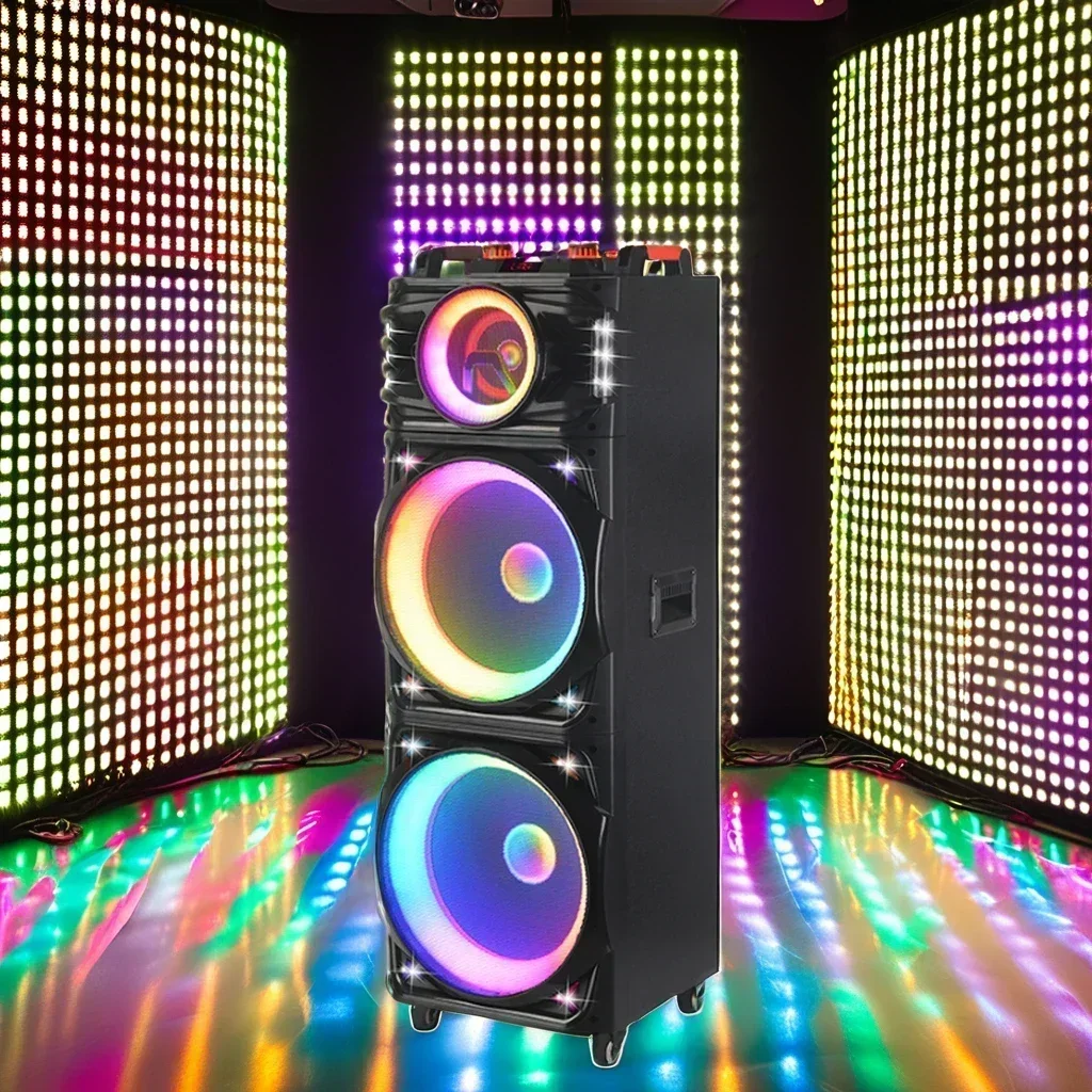 NDR-1526 Dual 15-Inch Big Power Party Karaoke Woofer BT Music DJ Speaker Wireless Mic Home Theatre Mobile Phone Karaoke Player