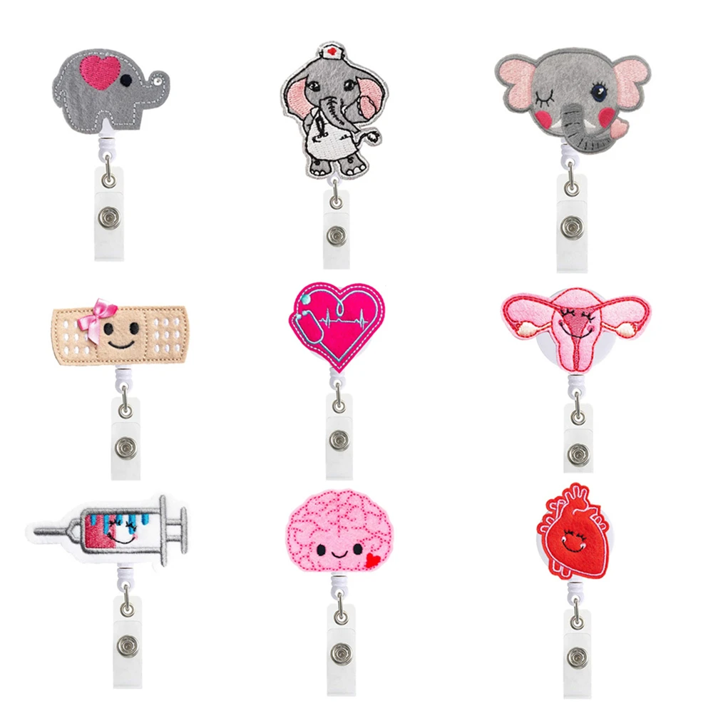 Pattern Badge Holder Clip Name Card Holder Card Holder Clip ID Card ID Badge Holder Retractable Badge Nurse Doctor Key Chain