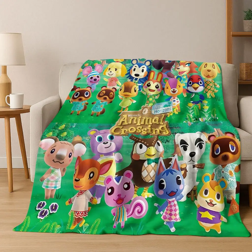 

Game Animal Crossing Wild World Cartoon Flannel Blanket,Cozy Soft Throw Blanket for Home Bedroom Bed Sofa Picnic Cover Gift Kids