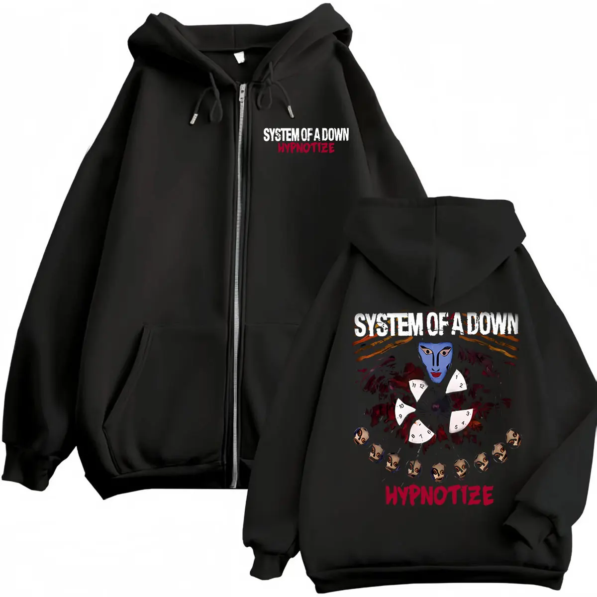 

Rock Band System of A Down Hypnotize Graphic Zipper Hoodie Fashion Vintage Zip Up Pullovers Men Women Casual Fleece Sweatshirts