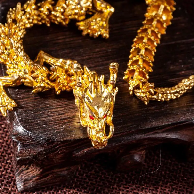 المقاود الصينية لونج سبيكة خمسة مخالب التنين الذهبي الحلي يمكن أن تتحرك ديكورات سطح المكتب والمكتب المنزلي
