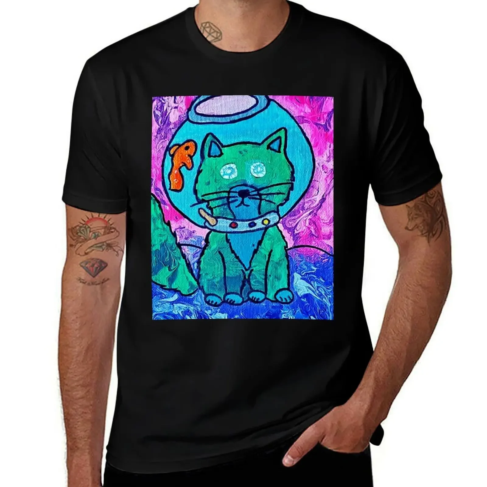 

Cosmic Cat Fishbowl T-Shirt topping tops summer top oversize t-shirts man mens designer clothes