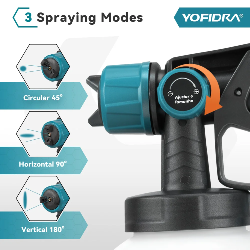 YOFIDRA 2IN1 1000ML Electric Spray Gun Air Blower 66000RPM Household Furniture Paint Sprayer Power Tools For Makita Battery Pin view 4