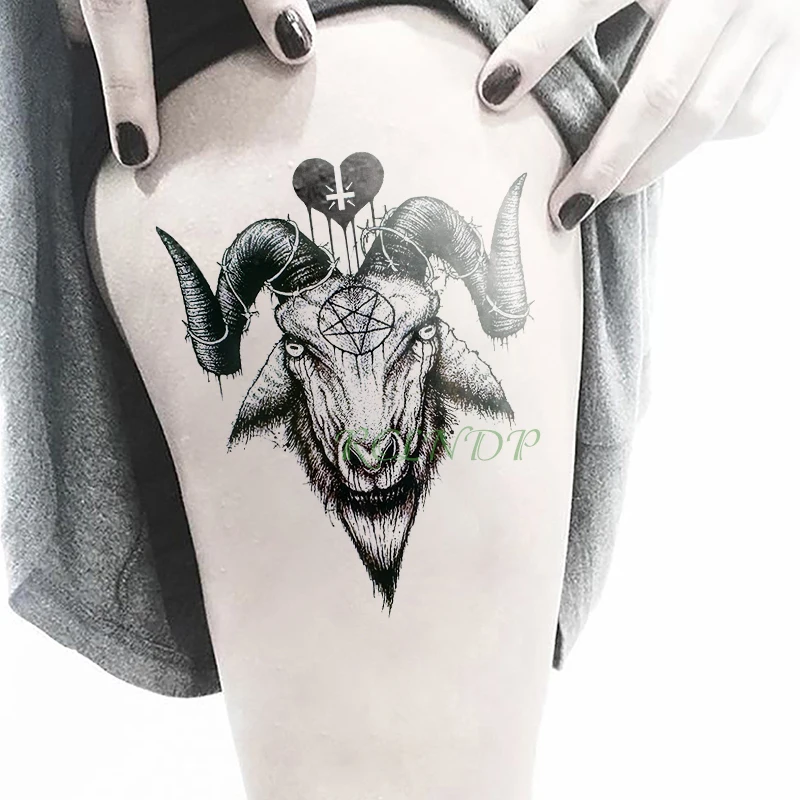 Waterproof Temporary Tattoo Sticker goat sheep head fake tatto flash tatoo tatouage Stickers hand arm back for girl women men