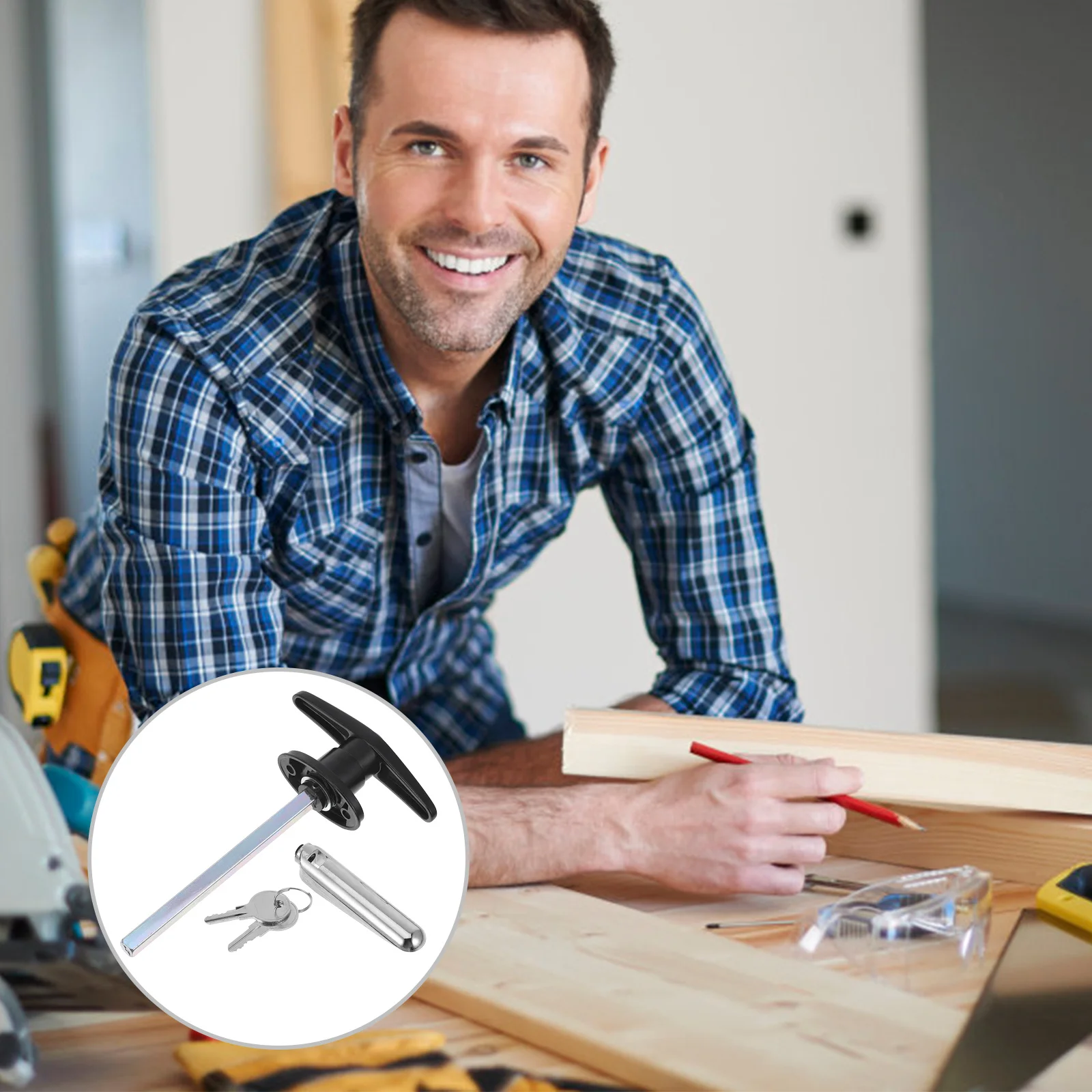 

T Handle With Key Zinc Alloy Durable Barn Garage Gate Door Lock Set Outdoor Furniture Toolbox Shed Handle Lock For Commercial