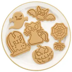 Cookie Cutters Set Cartoon Owl Castle Pumpkin Witch Vampire Skull Pressable Cookie Stamp Biscuit Mold Halloween Decoration