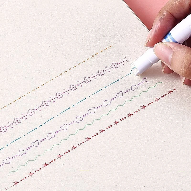 Lace outline pen, curved line pen, fluorescent highlighter, roller marker pen, doodling journal pen image 3