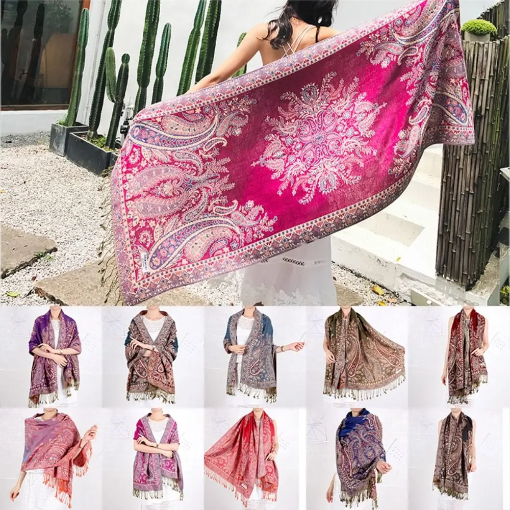 

Beach Bohemian Cashew Jacquard Scarf Winter Pashmina Long Soft Shawls Warm Women Scarf