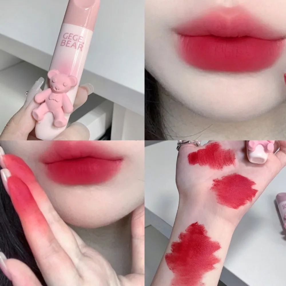 Nuovo Lucidalabbra Opaco Non Appiccicoso a Forma di Orsetto Colorato, Cosmetico Vellutato con Finitura Opaca per Ragazze