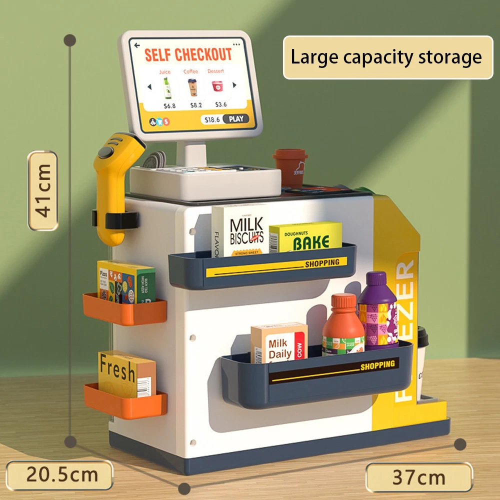 Mini giochi di finzione Il bancone della macchina da caffè per lo shopping del supermercato giocattolo per bambini può produrre un set di banconi per la vendita d'acqua
