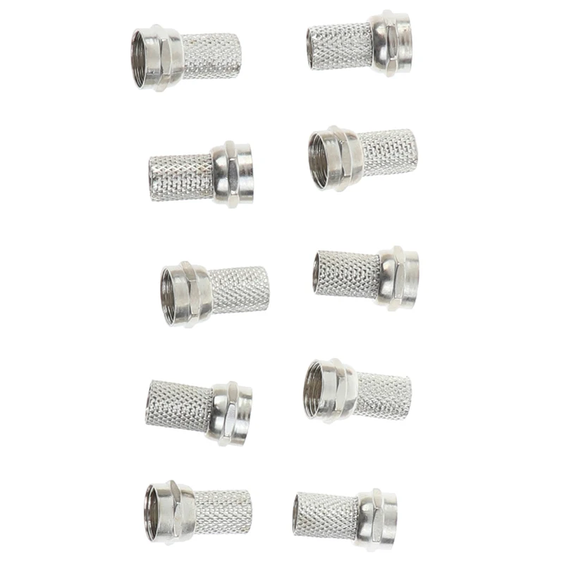 10Pcs 75-5 F Connector Screw On Type For RG6 Satellite TV Antenna Coax Cable Twist-on