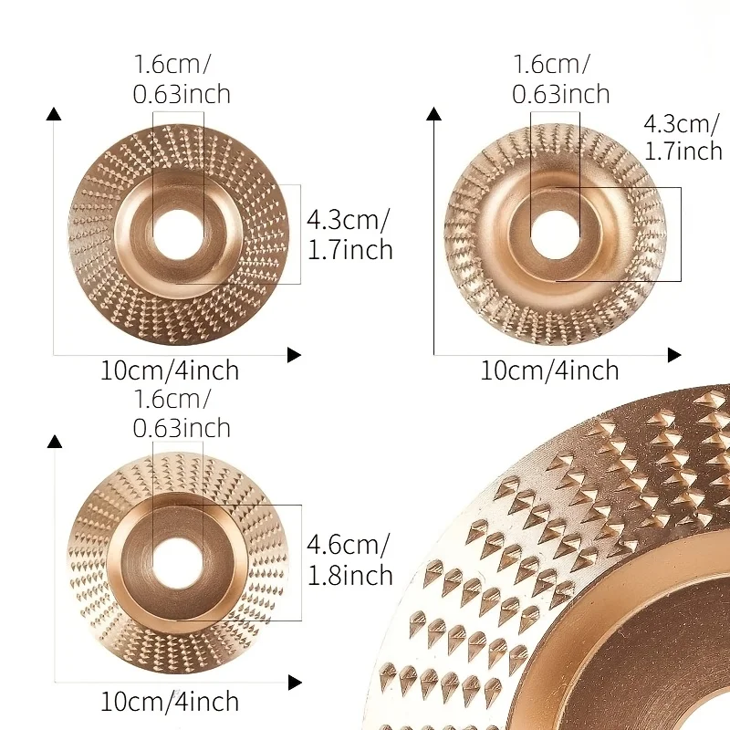 8Pcs Wood Shaping Disc Kit, Tungsten Carbide Carving Wheel with Install Accessories, Angle Grinder Woodworking Grinding Tools