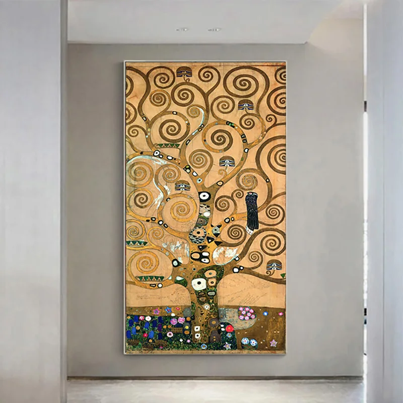 Tree of Life By Gustav Klimt Wall Art Canvas Paintings Print Vintage Classic Poster Abstract Picture, Living Room, Home Decor