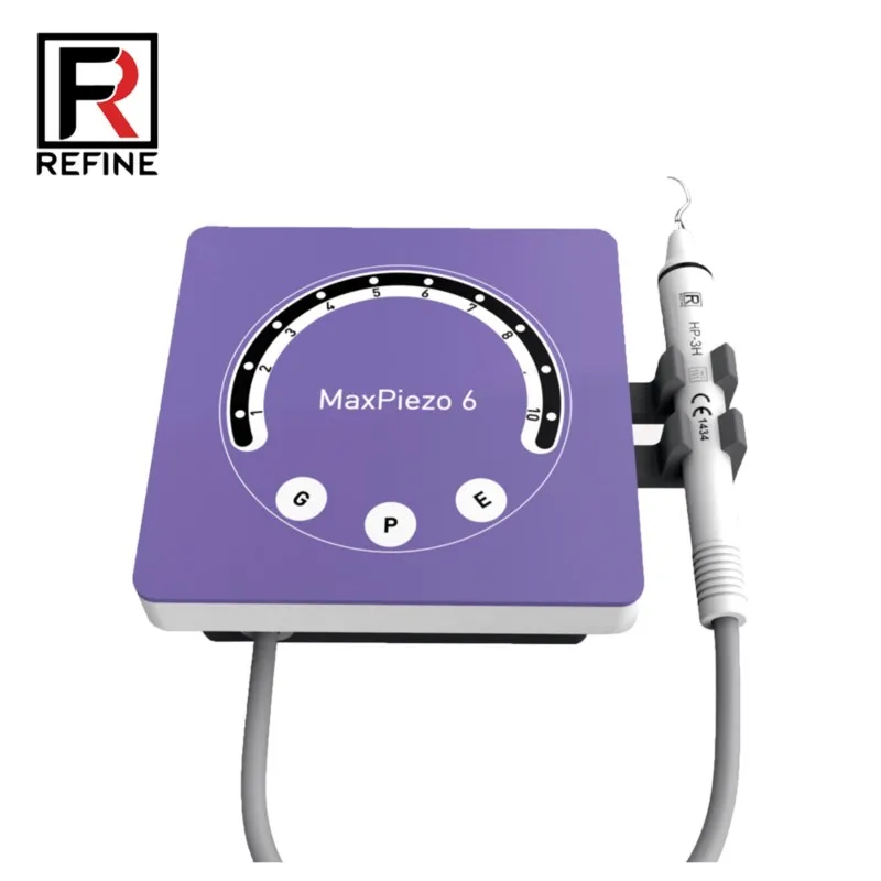 Refine Ultrasonic Dental Calculus Scaler Oral Teeth Tartar Remover Plaque Stains Cleaner MaxPiezo 6 with Work Tips Handpiece